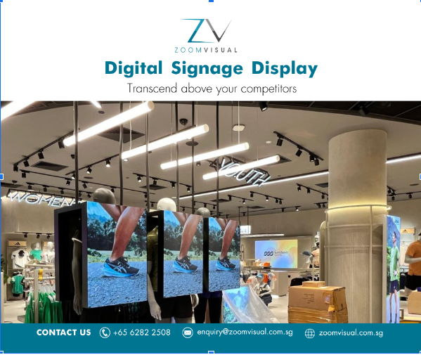 Transcend above your competitors with Zoom Visual’s Digital Signage Display. Transform your store layout into a realm of digital retail utopia with Zoom Visual’s Digital Signage Screen.
